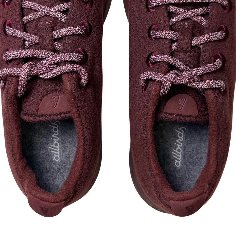 Allbirds‎ Wool Runners Sneakers Men 10 Burgundy Maroon Merino Wool Sustainable